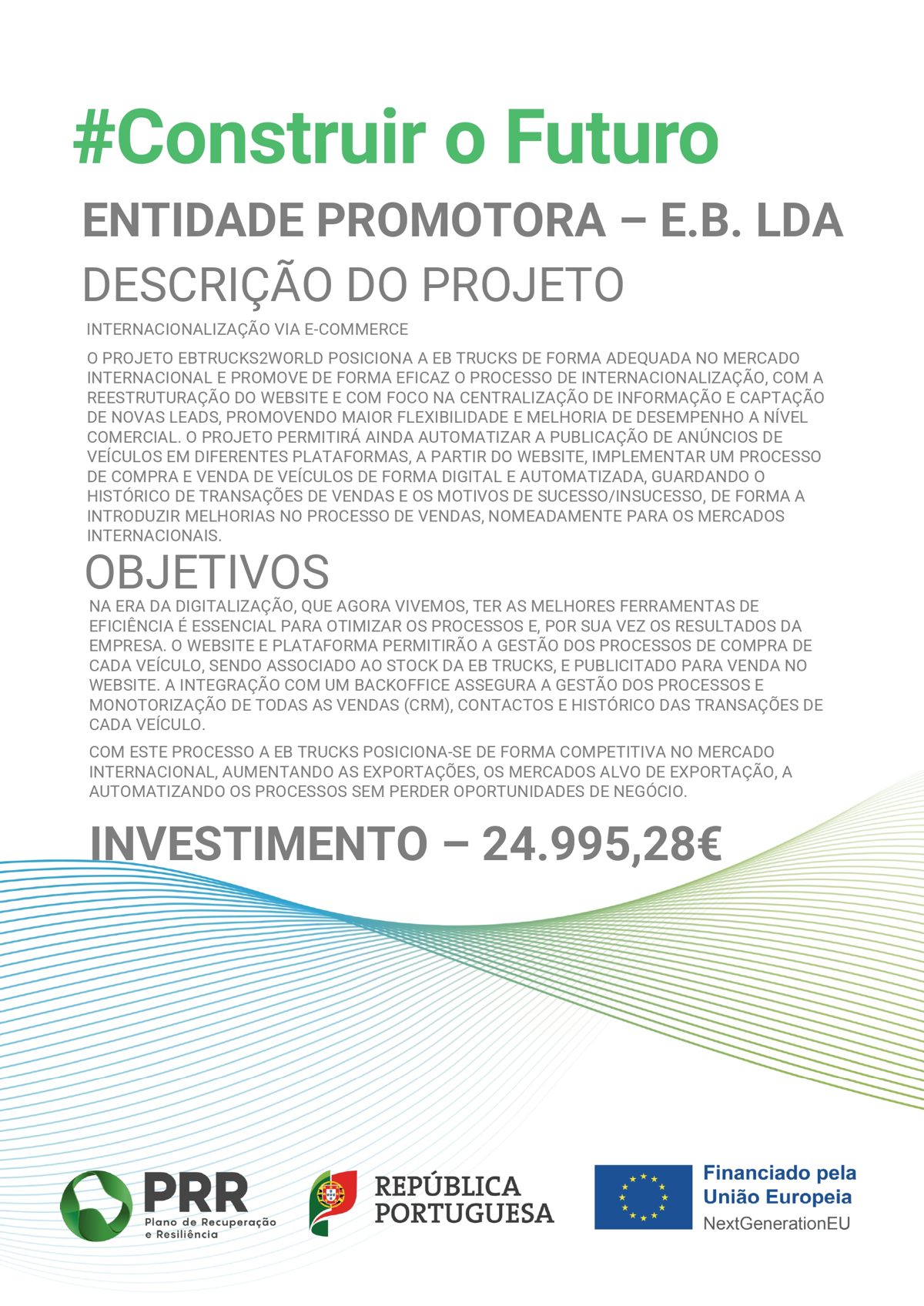 Cartaz do projeto PRR — EBTRUCKS2WORLD